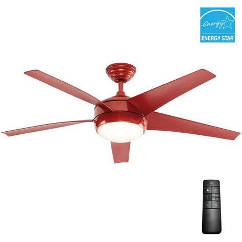 Home Decorators Collection Windward IV 52 in. Indoor Red Ceiling Fan with Light Kit and Remote ...