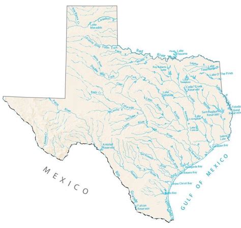 Texas Lakes and Rivers Map - GIS Geography