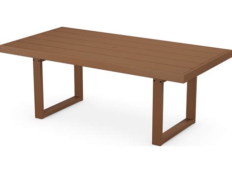 POLYWOOD® Edge Recycled Plastic Rectangular Patio Dining Table with Umbrella Hole | PWEMT4078