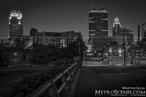 Winston Salem Skyline at night Black and White - MetroScenes.com ...