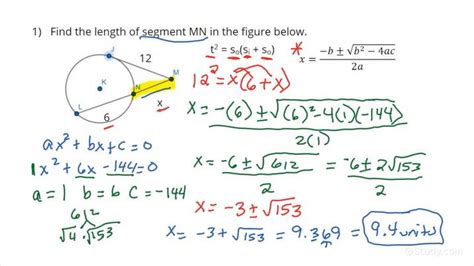 Finding Lengths of a Secant & a Tangent Intersecting in the Exterior of ...