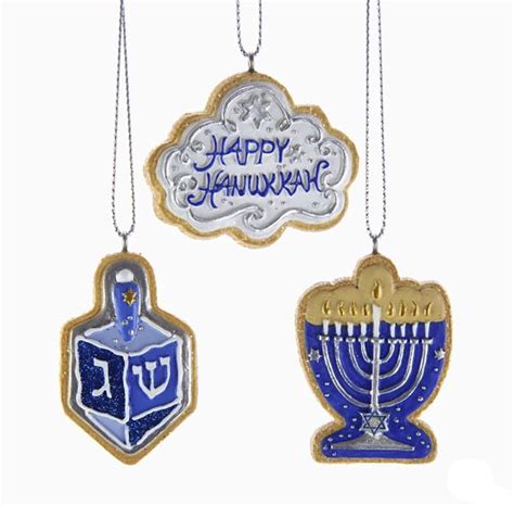 Happy Hanukkah Soft Blue 2 inch Resin Decorative Hanging Ornament Boxed ...