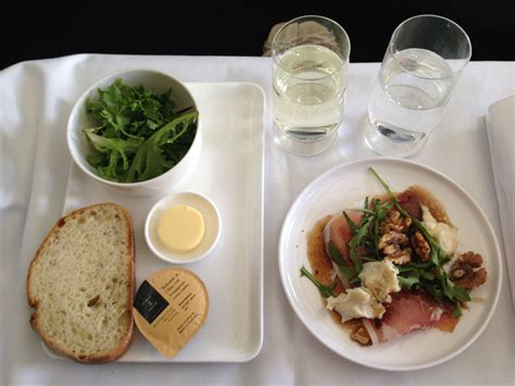 Business Class Meal aboard Qantas flight from Melbourne to Perth