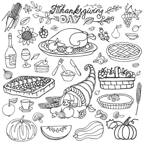 Thanksgiving-cornucopia-and-turkey-by-tatiana-kostysheva - Thanksgiving Coloring Pages for adults