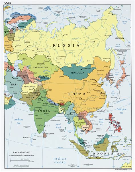 Mapa político de Asia (2008) - Mapas Milhaud