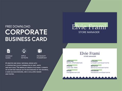 Corporate Business Card Free Google Docs Template by Free Google Docs Templates - gdoc.io on ...