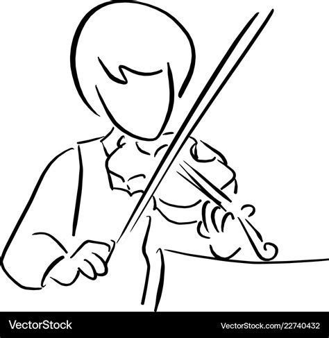 Girl playing violin sketch doodle Royalty Free Vector Image