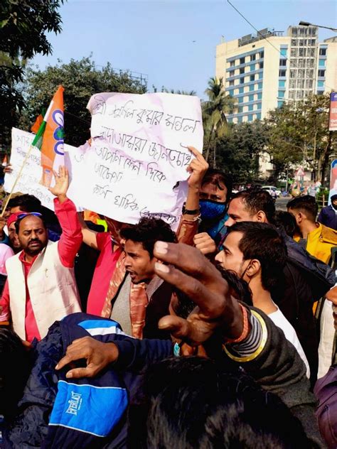 TMC protests against BJP outside Hastings House