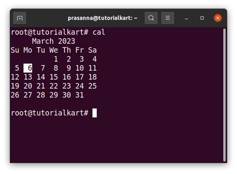 Linux - Display Calendar in Shell