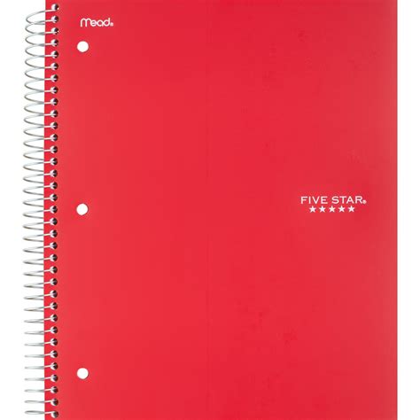 Five Star Red 5 Subject College Ruled Spiral Notebook - Shop Notebooks ...