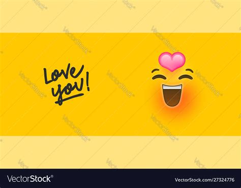 Romantic 3d emoji with love you text quote concept