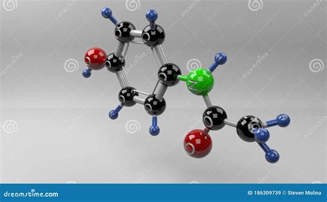 Acetaminophen 3D Molecule Illustration. Stock Image | CartoonDealer.com #186309739