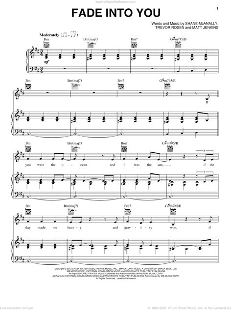 Jenkins - Fade Into You sheet music for voice, piano or guitar