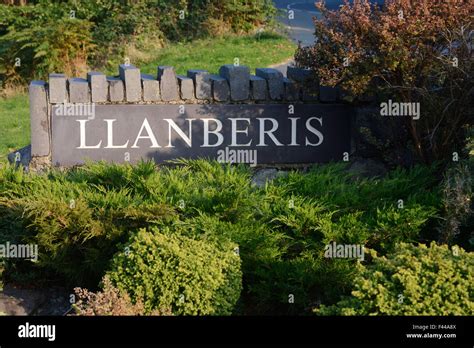 Llanberis village sign made from slate Stock Photo - Alamy