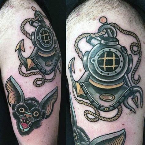 60 Diving Helmet Tattoo Designs For Men - Deep Sea Ideas | Helmet tattoo, Tattoo designs men ...