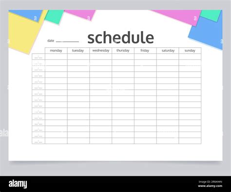 School timetable worksheet design template Stock Vector Image & Art - Alamy