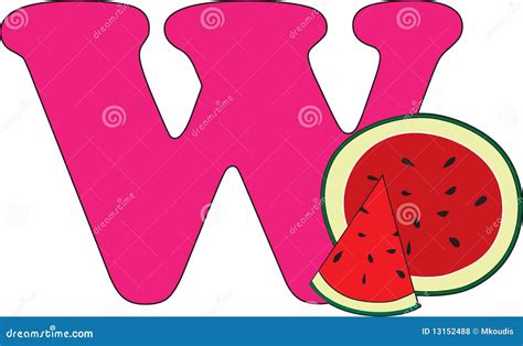 Letter W With A Watermelon Royalty Free Stock Photos - Image: 13152488