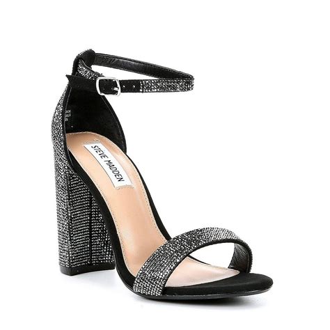 Steve Madden Carrson Rhinestone Ankle Strap Block Heel Dress Sandals in ...