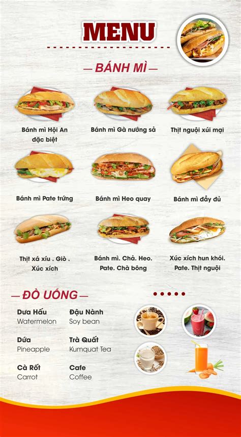 Thực đơn – Bánh Mì Hội An