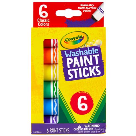 Crayola Quick Dry Paint Sticks, Assorted Colors, Washable Paint Set for Kids, 6 Count - Walmart.com