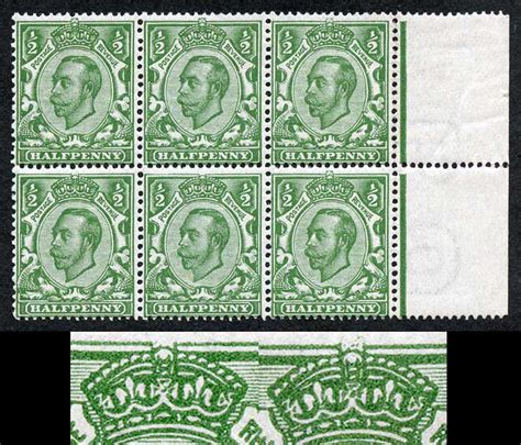 KGV SG340a 1/2d Downey No Cross on Crown and Partial Example U/M – Mark Bloxham Stamps Ltd