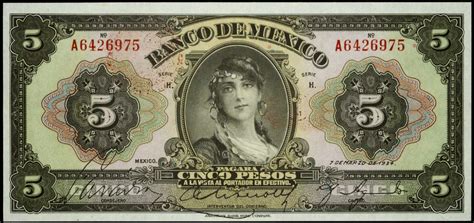 Mexico 5 Pesos banknote 1934 Gypsy Girl "La Gitana"|World Banknotes & Coins Pictures | Old Money ...