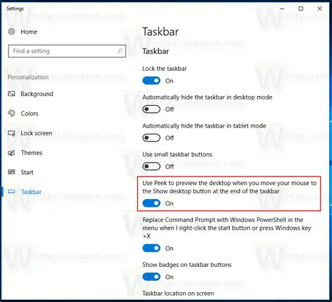 How to enable Aero Peek in Windows 10