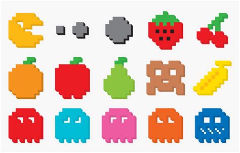 Pacman Clipart Pacman Fruit - Pac Man Game Fruits, HD Png Download - kindpng