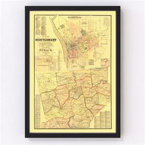 Vintage Map of Montgomery County, Tennessee 1877 by Ted's Vintage Art