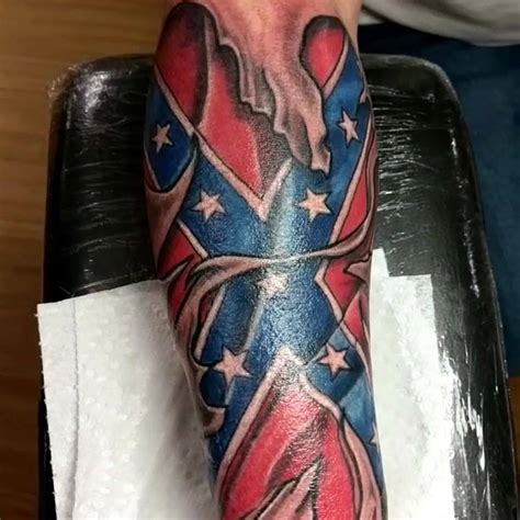 Rebel flags and skin tears! Made for a sweet Saturday starter. #tattoo #colortattoo #tattoovideo ...