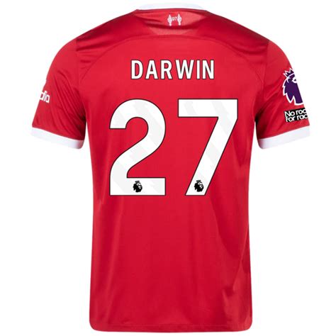 Nike Liverpool Darwin Nunez Home Jersey w/ EPL + No Room For Racism Pa - Soccer Wearhouse