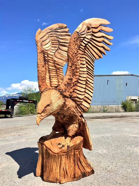 Woodcarved eagle. | Wood carving art, Chainsaw carving, Wood carving ...