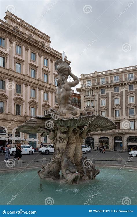 Rome, Italy - October 22, 2022: Triton Fountain .Fontana Del Tritone ...