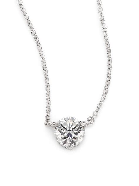 Kwiat Diamond & Platinum Large Solitaire Pendant Necklace in Metallic ...