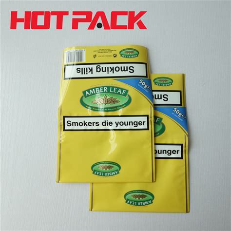 Amber leaf tobacco pouch empty rolling tobacco pouches with ziplock