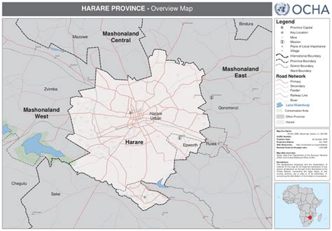 Zimbabwe: Harare Province - Overview Map (as of 26 Oct 2009) | OCHA