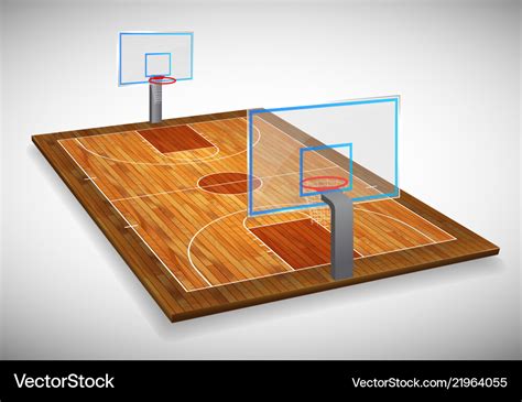 Perspective of hardwood basketball court field Vector Image