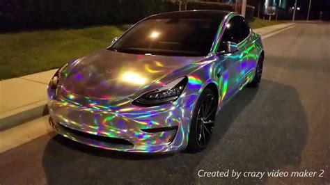 See The World's First Holographic Chrome Tesla Model 3