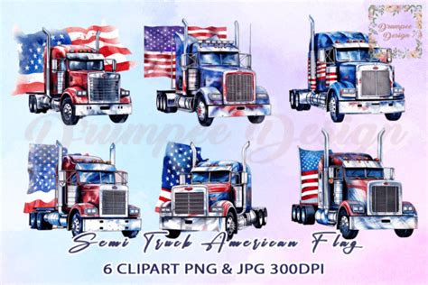 Semi Truck American Flag Clipart Graphic by Drumpee Design · Creative ...