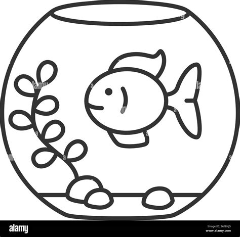 Aquarium linear icon. Thin line illustration. Fishkeeping. Fish tank ...