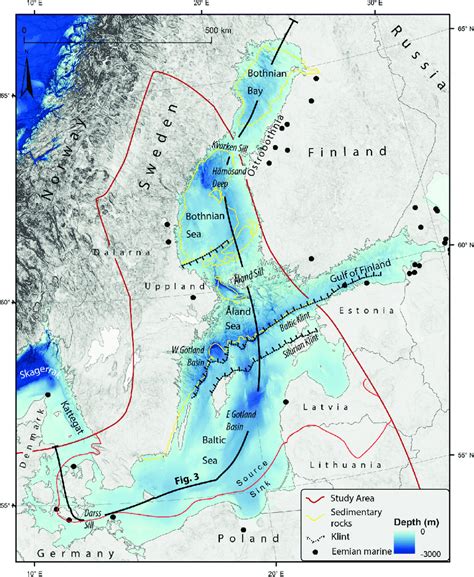 Bathymetry and major landforms of the Baltic Sea. Bathymetric data from... | Download Scientific ...