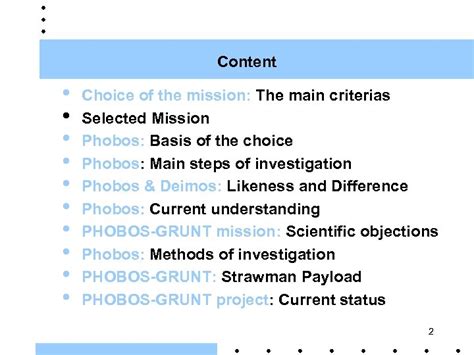 PHOBOS — GRUNT Phobos Sample Return Mission 1