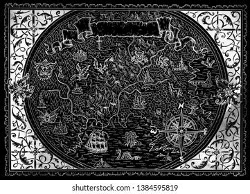 Vintage Atlas Map Fantasy World Baroque 스톡 일러스트 1384595792 | Shutterstock