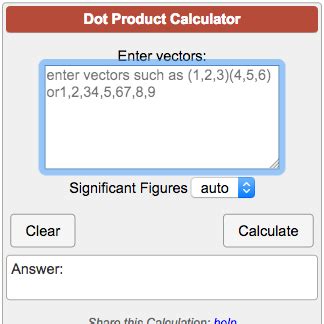 Dot Product Calculator