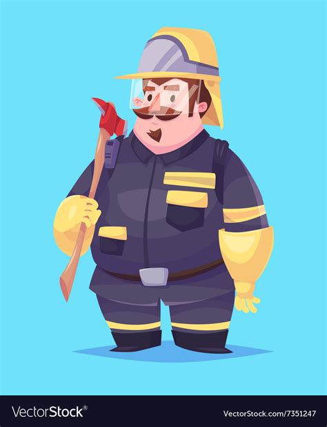 Funny of fireman cartoon character Royalty Free Vector Image