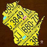 Wisconsin License Plate Map by Design Turnpike Mixed Media by Design ...