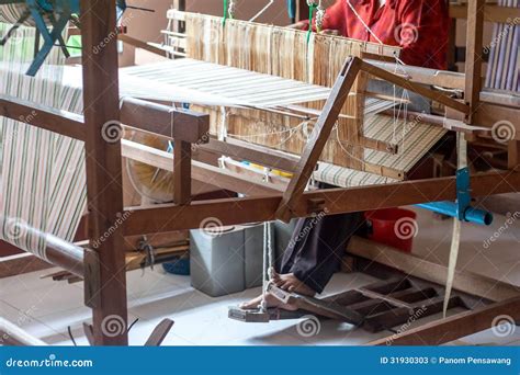 Silk Weaving on a Hand Loom Stock Image - Image of needlework, pattern ...