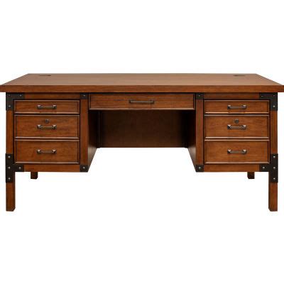 Martin Furniture Addison Rustic Pedestal Executive Desk, Wood ...