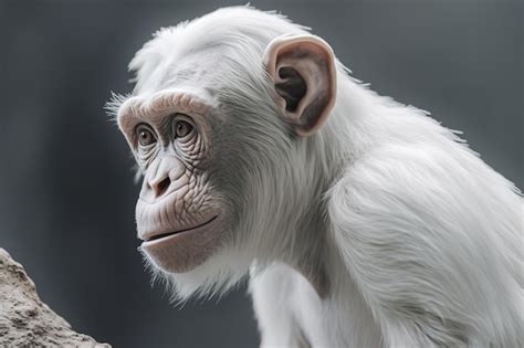 Premium Photo | A white chimpanzee with a black background