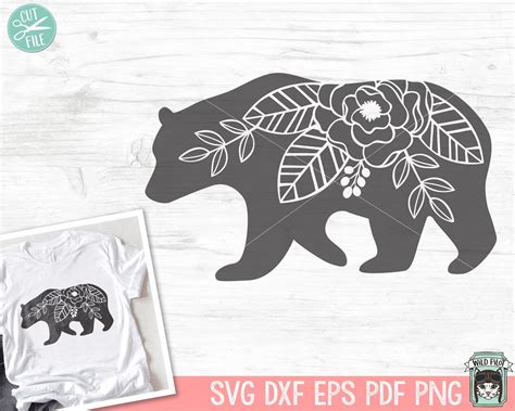 Bear SVG, Bear Silhouette SVG, Bear Clipart, Bear SVG, Bear Flowers Clip Art, Bear Clipart, Bear ...